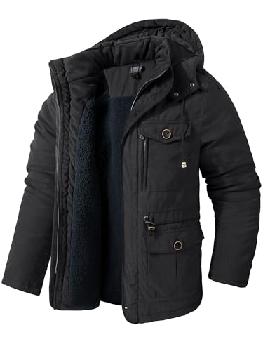Mr.Stream Men's Winter Hooded Jacket Windproof Sherpa Lined Fleece
